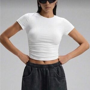 White cropped tee